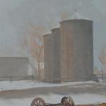 "Pioneer Town" 11x14
Old wooden silos in Pioneer Town Museum in a foggy Cedaredge, Colorado